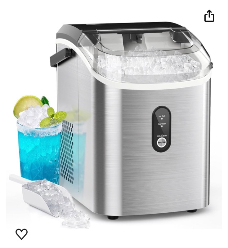 Photo 1 of Kndko Nugget Ice Maker Countertop,Crushed Ice Maker with Chewable Ice,Fast Ice Making 35Lbs/Day, Self Cleaning Countertop Ice Maker, Removable Top Cover, One-Click Design,Stainless Steel Ice Machine
