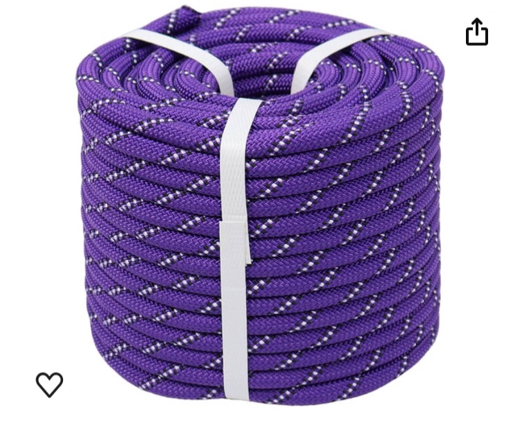 Photo 1 of Braided Polyester Arborist Rigging Rope (3/8 inch X 150 feet) High Strength Outdoor Rope for Rock Climbing Hiking Camping Swing, Purple