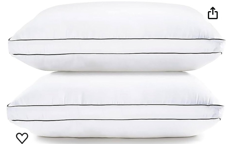 Photo 1 of LANE LINEN Gusseted Soft Bed Pillows Standard Size Set of 2 for Sleeping, Back, Stomach or Side Sleepers, Down Alternative, White - 20 x 26 Inches