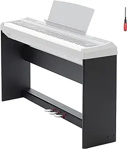 Photo 1 of L125B Wooden Furniture Stand Compatible for Yamaha P-125,P-128 Keyboard,with Traditional Piano 3-Pedal Unit,Black (P-125 WS)