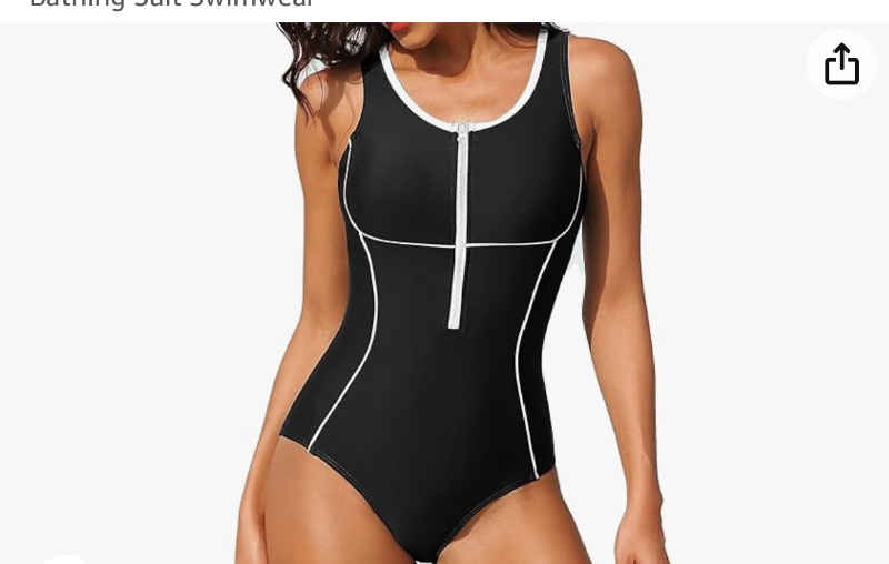 Photo 1 of beautyin Women Athletic One Piece Swimsuit Zipper Racerback Bathing Suit Swimwear