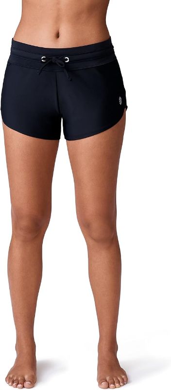 Photo 1 of Free Country Women's Drawstring Swim Boy Short Black Medium