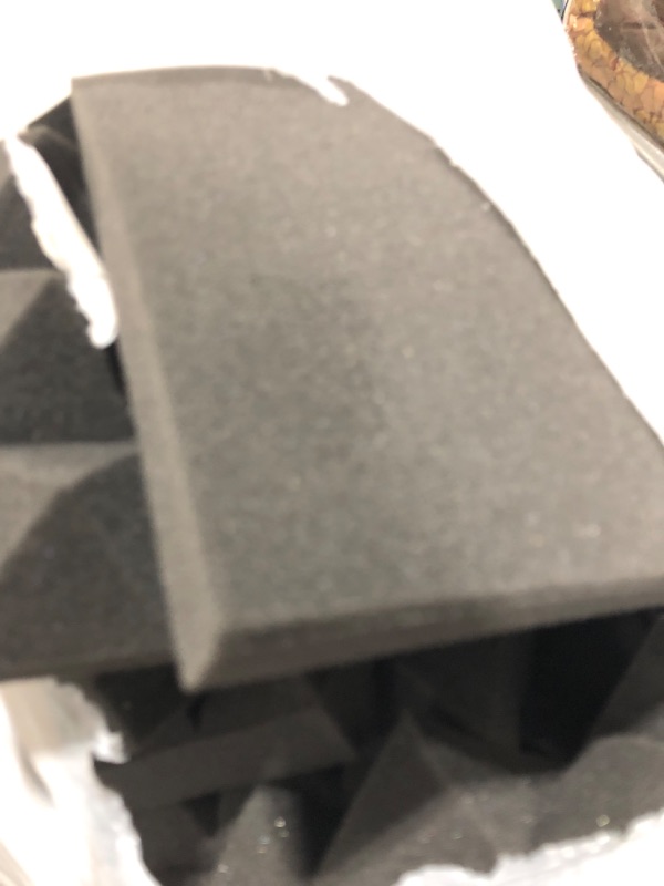 Photo 2 of 24 Pack-12 x 12 x 2 Inches Pyramid Designed Acoustic Foam Panels, Sound Proof Foam Panels Black, High Density and Fire Resistant Acoustic Panels, Sound Panels, Studio Foam for Wall and Ceiling 12 x 12 x 2 Inches 24 Pack - Black Pyramid