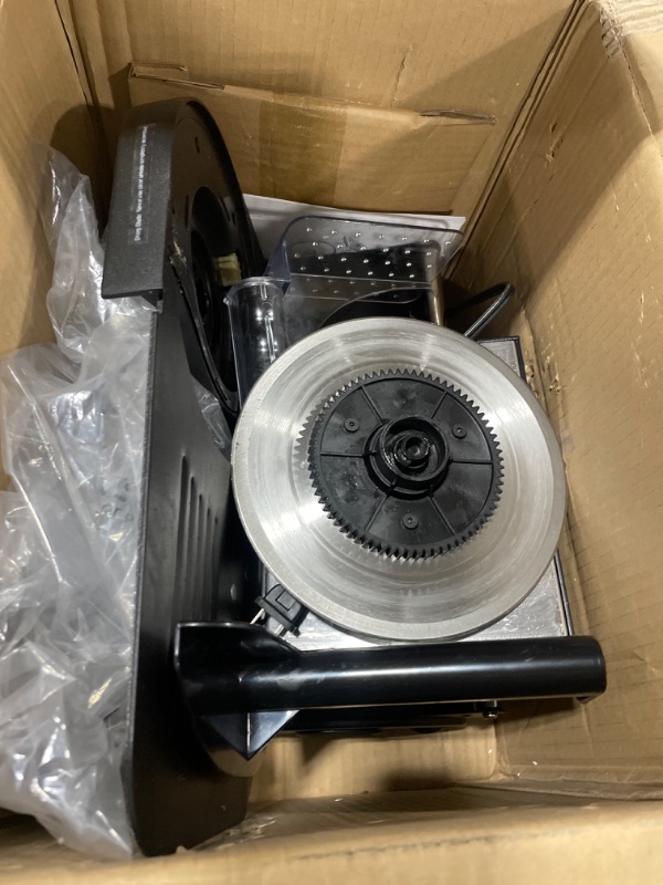 Photo 2 of 200W Meat Slicer with Two 7.5” Blades & One Stainless Steel Tray for Home Use, Electric Deli Food Slicer with “Upgrade” Big Thickness Knob (0-15mm) Cut Meat Cheese Bread, Easy to Clean