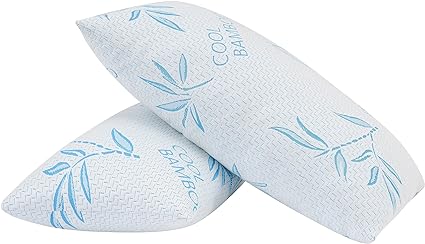 Photo 1 of 2 Pack King Bamboo Pillows for Sleeping, Shredded Memory Foam Adjustable Bamboo Bed Pillow with, Removable/Washable Bamboo Rayon Zipper Cover (King 2 Pack) King (Pack of 2)