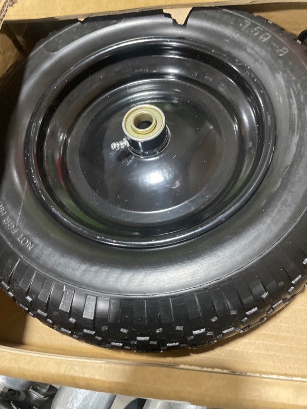 Photo 2 of 14.5" Wheelbarrow Tire, 3.50-8" Flat-free Solid Tire and Wheel with 5/8" Axle Bore Hole, 3-6" Centered Hub for Wheelbarrow Trolley Dolly Lawn Mover Go Kart Replacement