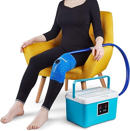 Photo 1 of Cold Therapy Machine — Cryotherapy Freeze Kit System — for Post-Surgery Care, ACL, MCL, Swelling, Sprains, and Other Injuries - Wearable, Adjustable Knee Pad — Cooler Pump with Digital Timer
