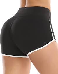 Photo 1 of CHRLEISURE Workout Booty Spandex Shorts for Women, High Waist Soft Yoga Shorts (3" WhiteBlack, M)