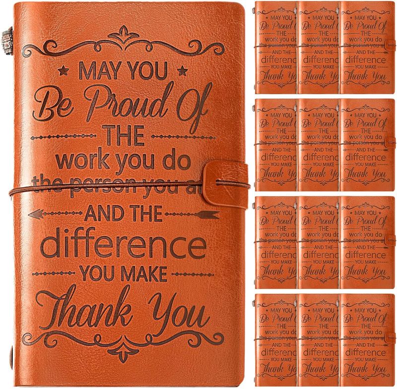 Photo 1 of 12 Pieces Thank You Gifts Leather Journals Appreciation Gifts Inspirational Notebooks May You Proud of the Work You Do Gifts for Teachers Students Team Employee Volunteer