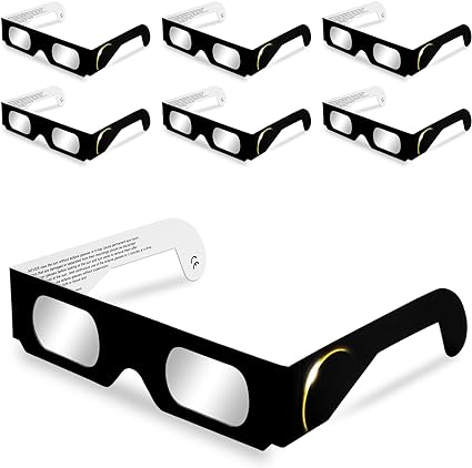 Photo 1 of 6Pcs Black Solar Eclipse Glasses 2024 AAS CE and ISO Certified Approved Safe Shades,Advanced Filter,Direct Sun Viewing for Solar Eclipse