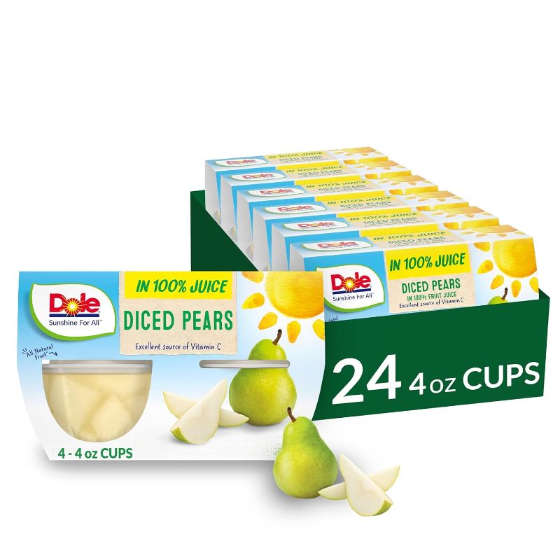 Photo 1 of 10038900Dole Fruit Bowls Diced Pears in 100% Juice Snacks, 4oz 24 Total Cups, Gluten & Dairy Free, Bulk Lunch Snacks for Kids & Adults
029002
