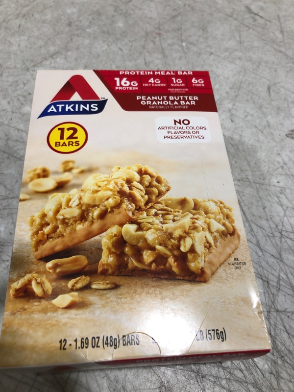 Photo 2 of Atkins Peanut Butter Granola Protein Meal Bar, High Fiber, 16g Protein, 1g Sugar, 4g Net Carb, Meal Replacement, Keto Friendly, 12 Count Peanut Butter Granola 12 Count