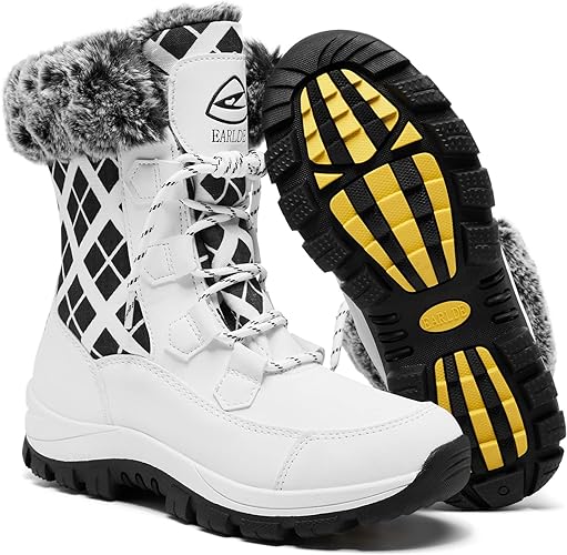 Photo 1 of EARLDE Women’s Snow Boot With Waterproof Lace Up Mid-Calf Outdoor Winter Deep Tread Rubber Sole - 7
