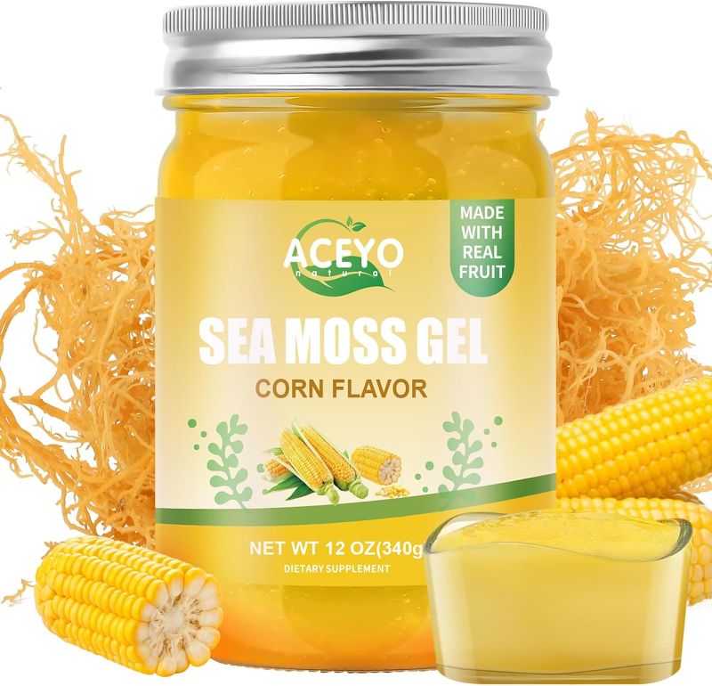 Photo 1 of (12 OZ) Irish Sea Moss Gel Organic Raw Vegan Corn Flavored Natural Seamoss Supplement 102 Vitamins and Minerals Wild Harvested Non-GMO Immune Defense Booster Thyroid Digestive Support
