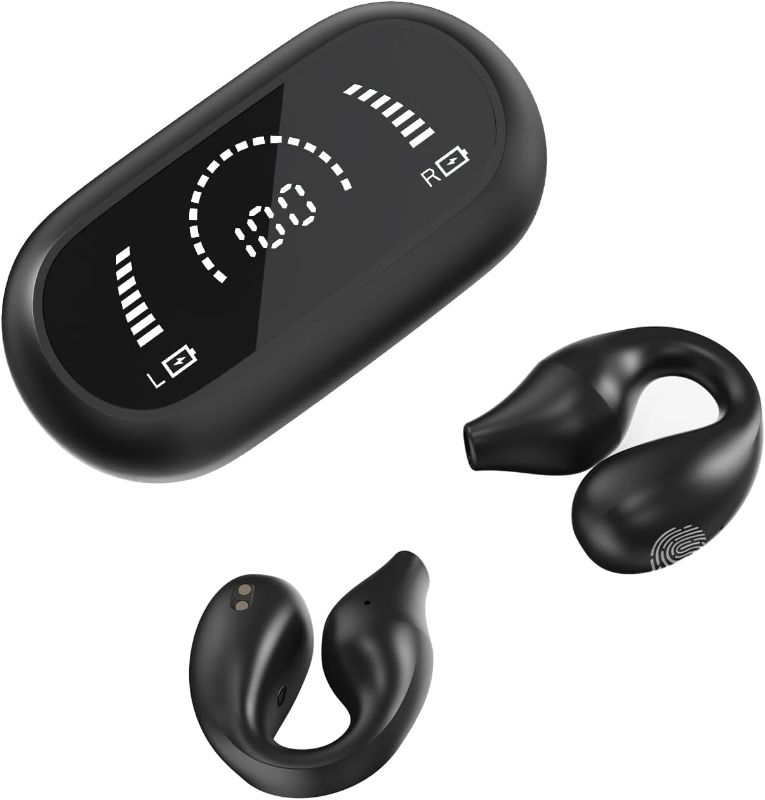 Photo 1 of 2023 New upgraded Wireless earbuds bluetooth 5.3 Ear Clips headphone , Open Ear Headphones Bone Conduction Headphones, 40 Hrs playtime ,sport workout earbuds compatible with iphone android (Black)