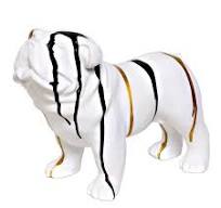 Photo 1 of IDORTYBB Bulldog Statues Animal Dog Sculpture Art Figurines Home Decoration for Living Room Bedroom Book Shelf TV Cabinet Desktop Decor Table Centerpieces Ornaments (A - White)