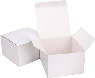 Photo 1 of Luxurious White cardboard Gift Boxes with Lids 10 Pack, 6.5 x 6.5 x 3.8 Inches, Design - alligator design, For Presents, Bridesmaids Wedding Present, Party Favor, Valentine’s Day, Easy Assembly 6.5 x 6.5 x 3.8 White