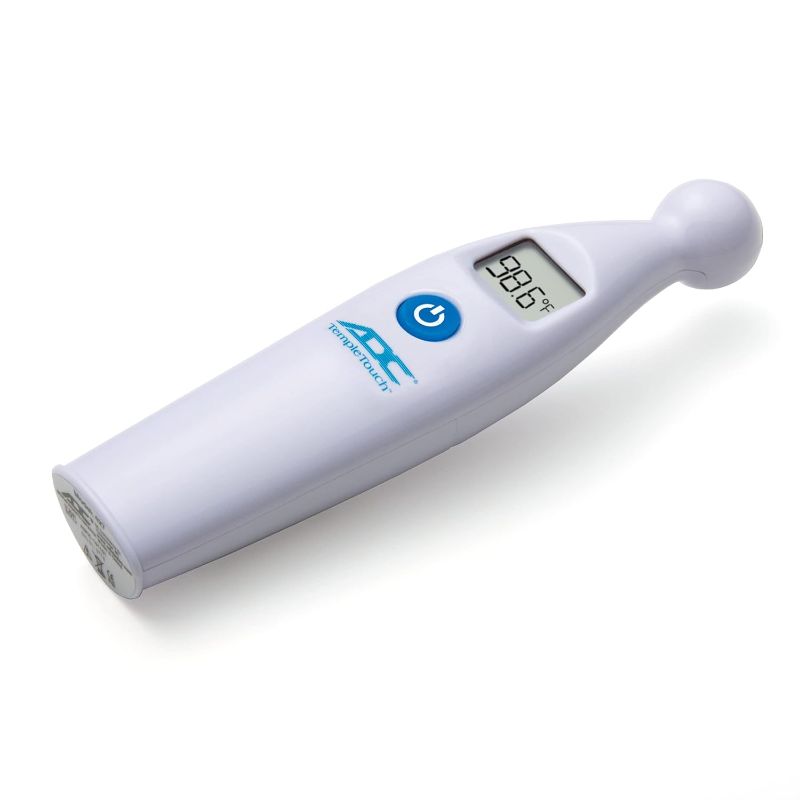 Photo 1 of ADC Temple Touch Digital LCD Fever Thermometer, Non Invasive and Quick Read, Suitable for Babies, Newborns, Kids, and Adults, Adtemp 427, White
