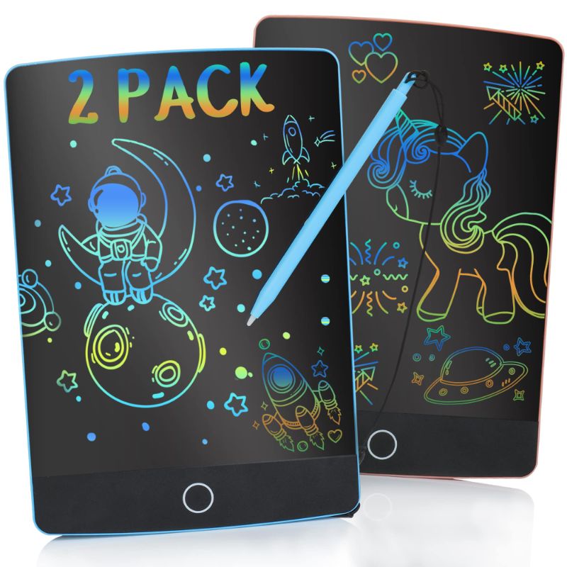 Photo 1 of 2 Pack LCD Writing Tablets for Kids Colorful Screen Doodle Board Reusable Drawing Pad Educational Learning Toys Gift for 3+ Years Old Boys Girls Toddlers 8.5 inch