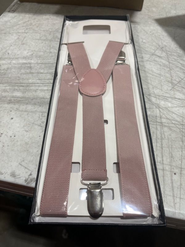 Photo 1 of CEAJOO Men's Suspenders Y Back Adjustable 1 Inch Wide with Clips - BLUSH PINK