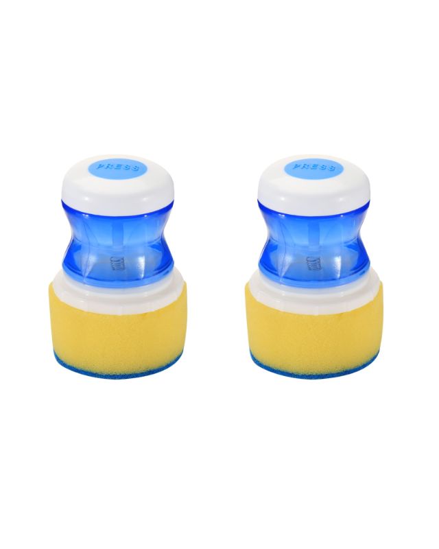 Photo 1 of YeuDeuy Dish Scrubber with Soap Dispenser for Dish Pot Pan Kitchen Sink Cleaning, Plam Brush with Sponge Head 2pcs