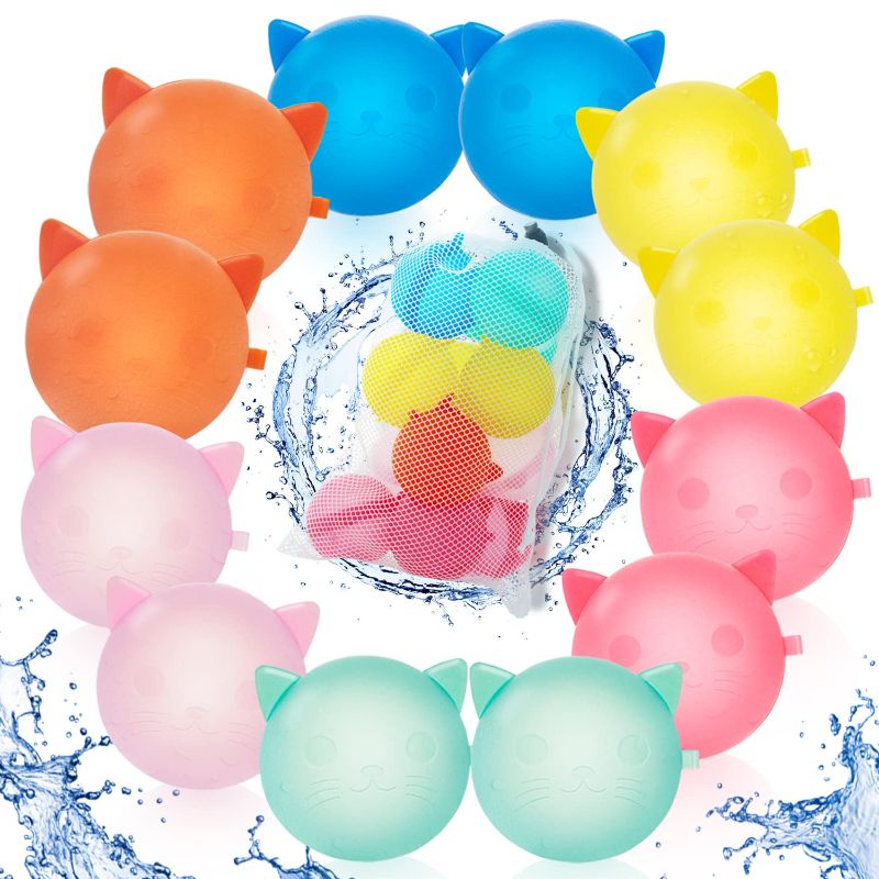 Photo 1 of AIFEIRIC Reusable Water Bomb Balloons, Quick Refillable Water Balloon for Kids & Adults,Splash Water Ball for Summer Outdoor Activities(12pack)