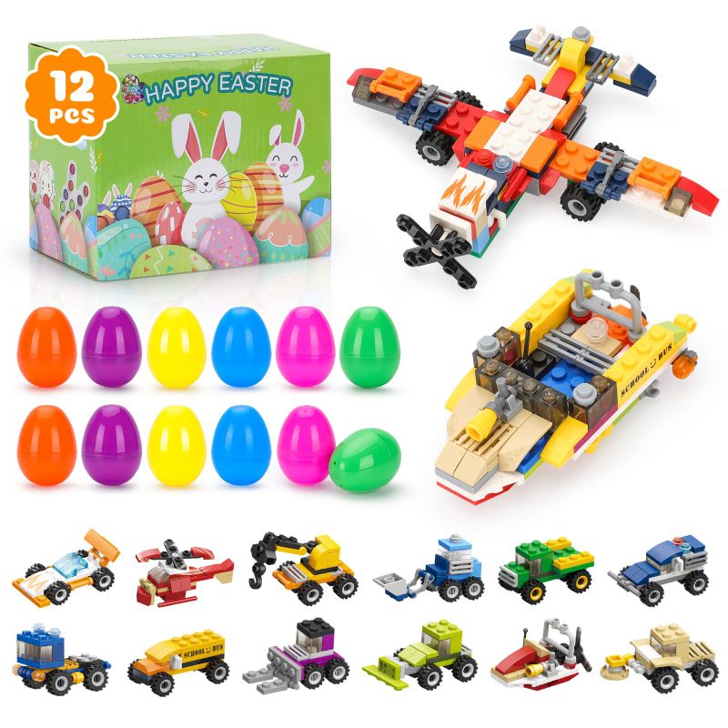 Photo 1 of AKARY 12PCS Party Favors for Kids, Mini Building Block Sets, Prefilled Easter Eggs with Building Block Cars, Fidget Toy Pack, Fun Little Toys, Prizes for Classroom, Birthday Gift for Kids Diy Mini Car 12pcs