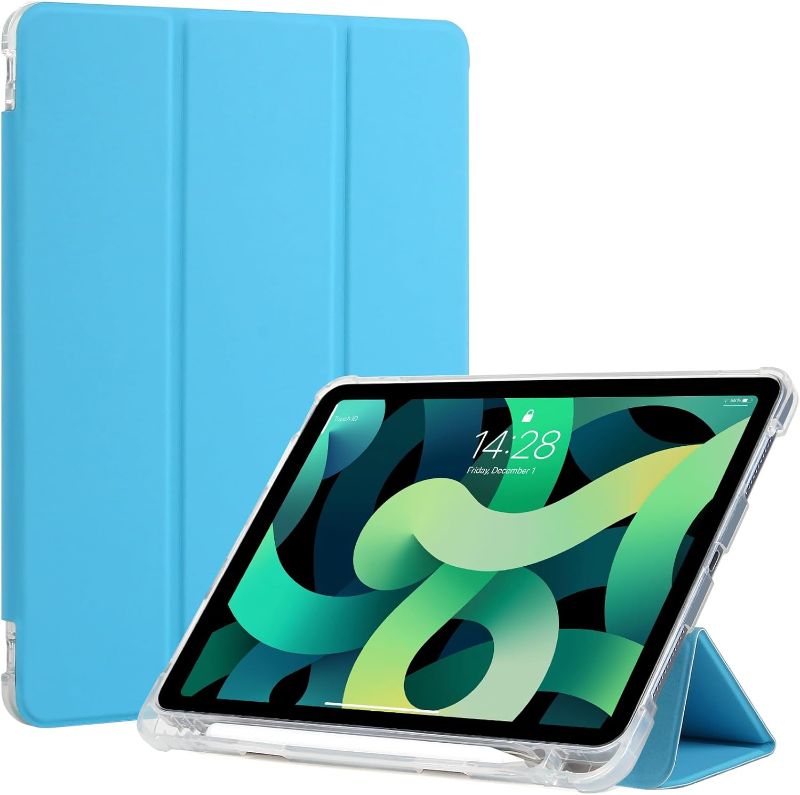 Photo 1 of ProtUTab Case Compatible with iPad Air 5th Gen Case 2022, Auto Wake & Sleep Slim Trifold Stand Compatible with iPad Air 4th Gen 2020, Lightweight TPU for 10.9 Inch with Pencil Holder, Blue

