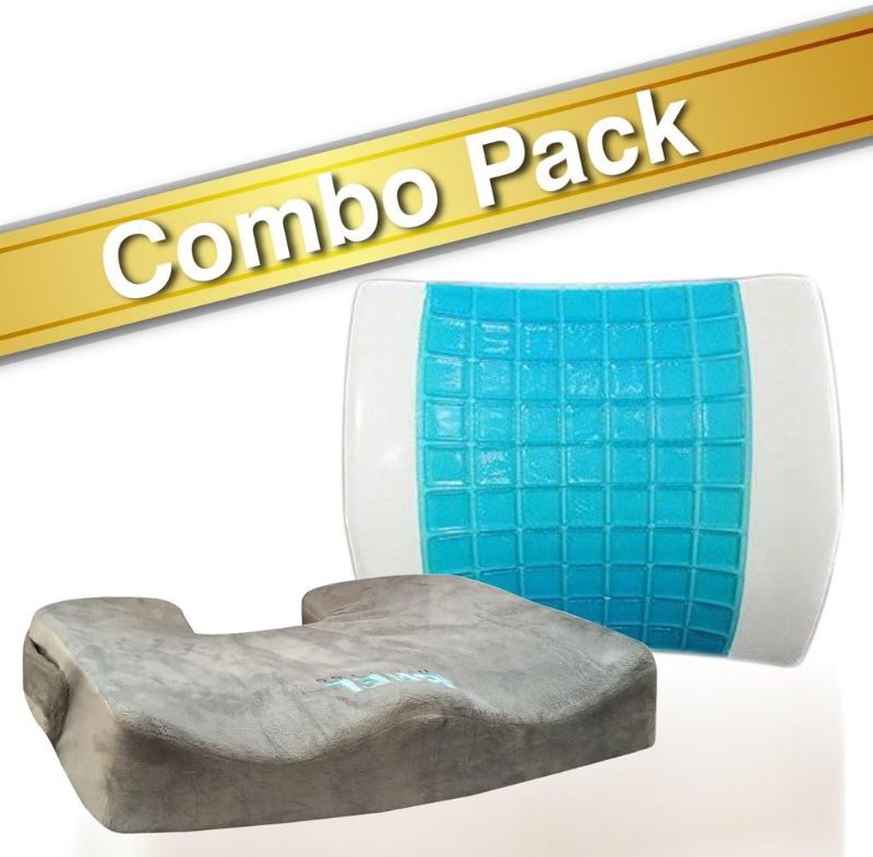 Photo 1 of BAEL WELLNESS seat Cushion for Sciatica, Coccyx, Tailbone, Back Pain & Lumbar Support Gel Enhanced Cushion Combo Pack
