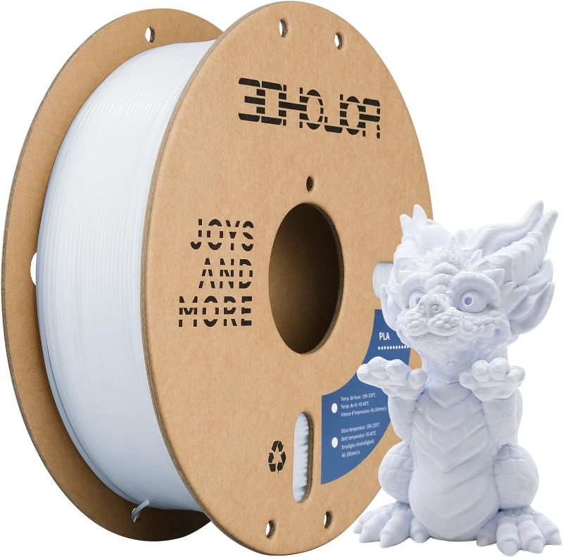 Photo 1 of 3DHoJor High Speed PLA Filament 1.75mm 3D Printer Filament,1kg Cardboard Spool (2.2lbs) Fit Most FDM 3D Printer,Dimensional Accuracy +/- 0.03 mm,Vacuum Packaging-Cold White
