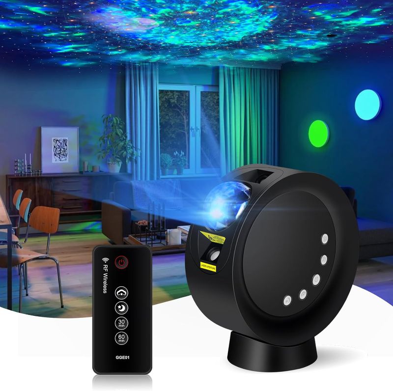 Photo 1 of KIVOTAC Galaxy Star Projector with Remote Control, Adjustable Brightness, Time Setting - For Bedroom, Gaming, Home Theater Ceiling
