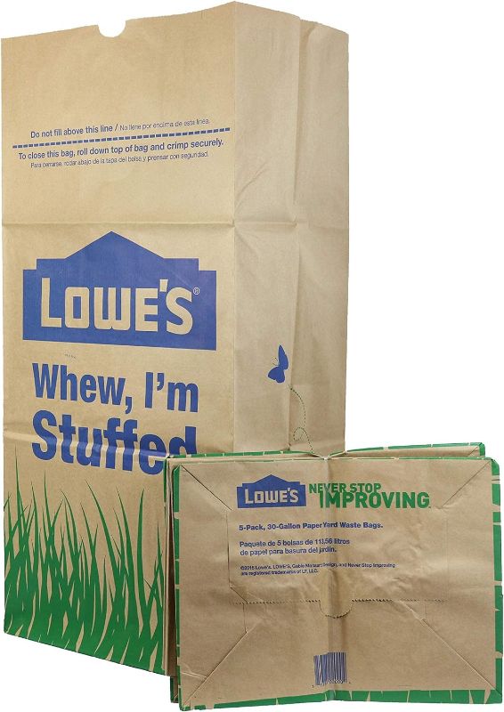 Photo 1 of Lowe's 30 Gallon Heavy Duty Brown Paper Lawn and Refuse Bags for Home and Garden (10 Count), Large (LOWESLL)
