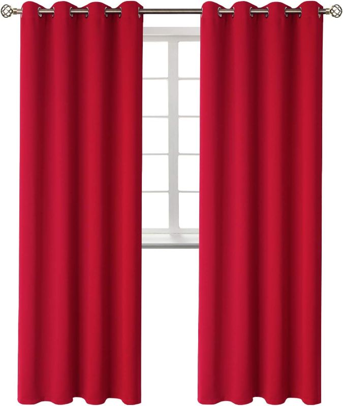 Photo 1 of BGment Room Darkening Curtains 120 Inches Long - Grommet Thermal Insulated Drapes Window Treatment Curtains for Bedroom, 2 Panels, 52 x 120 Inch, Red
