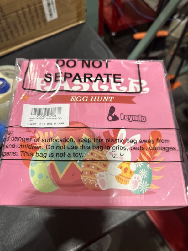 Photo 1 of 5 ft Height Cat Easter Inflatables with Built in LED Lights Cat with Rabbit Ear Blow up Easter Day Decoration Inflatable Outdoor Holiday Yard Decorations for Garden Party