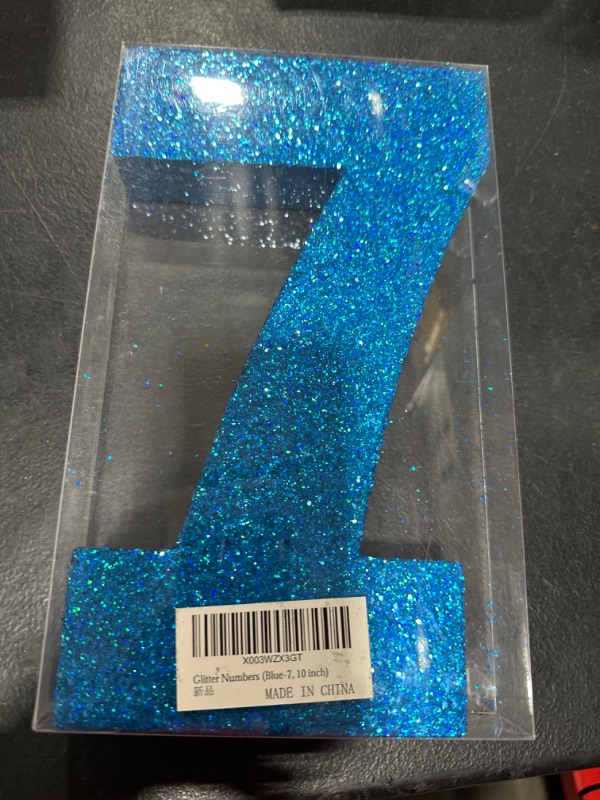 Photo 1 of 10 Inch Blue Glitter Number 7, Birthday Decorations for Men and Boys,Number Centerpieces for Table Decorations,Anniversary Decorations Table Toppers
