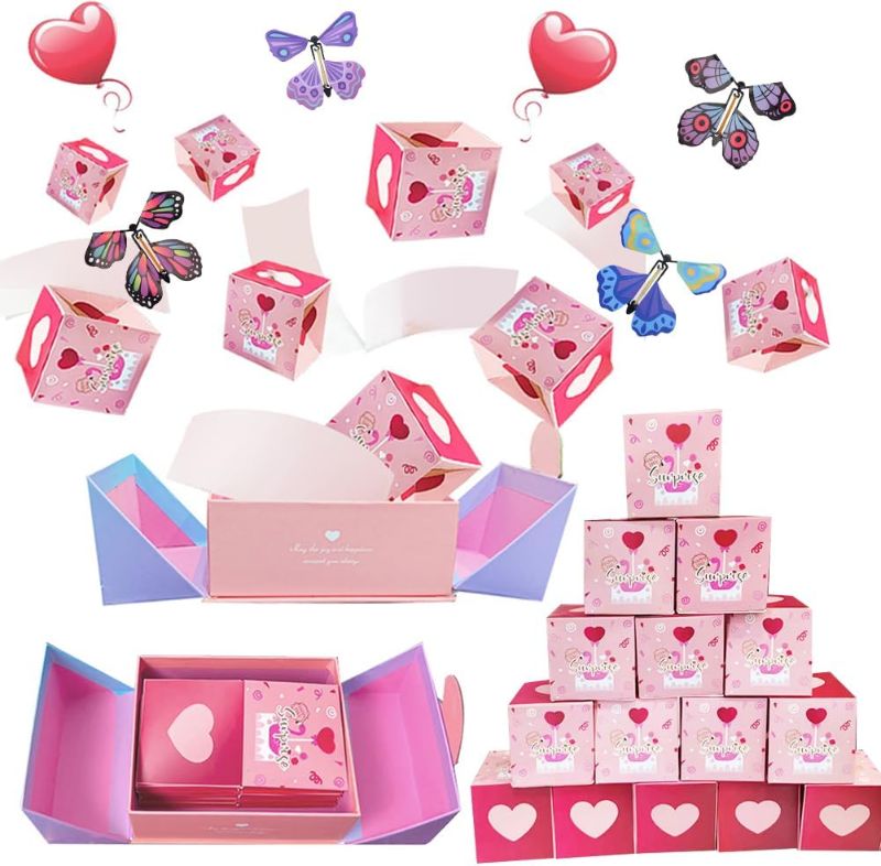 Photo 1 of zhancydeal Valentine Surprise Gift Box Explosion, Surprise Box Gift Box for Money Contains 20 Bounces Boxes, Pop Out Money Gift Box Birthday Cash Gift Box for Valentine Decorations Couples Gifts
