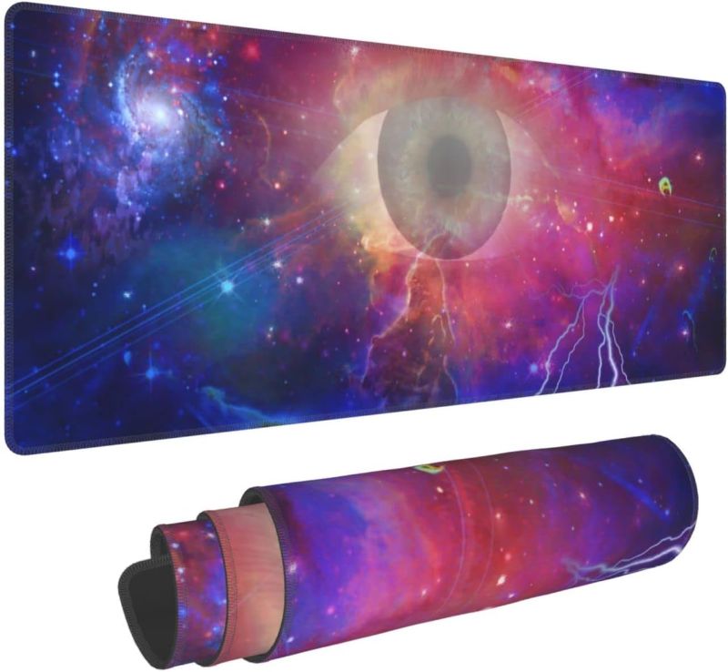 Photo 1 of Galaxy XL Large Gaming Mouse Pad for Desk, Extended Mousepad Desk Mat Desktop, Big Long All Seeing Eye and Space Deskmat for Laptop, Keyboard, Computer for Men Office (Blue Purple, XL 31.5 * 11.8 in)
