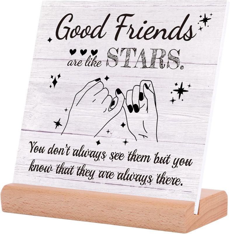 Photo 1 of Friend Gifts for Women, Friendship Gifts for Women Friends, Birthday Gifts for Bestie Friends Sister, Long Distance Friendship Gifts, Friend Plaque with Wooden Stand Set of 2
