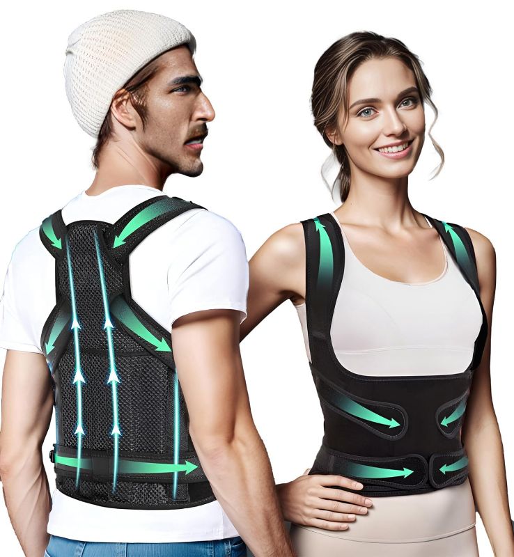Photo 1 of Back Posture Corrector Women and Men, Adjustable Back Straightener Scoliosis Back Brace, Upper and Lower Back Pain Relief
