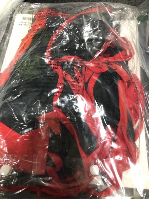 Photo 2 of Leg Avenue Women's 3 Pc Dragon Ninja Costume with Hooded Romper, Waist Sash, Face Mask Women's Black/Red Small