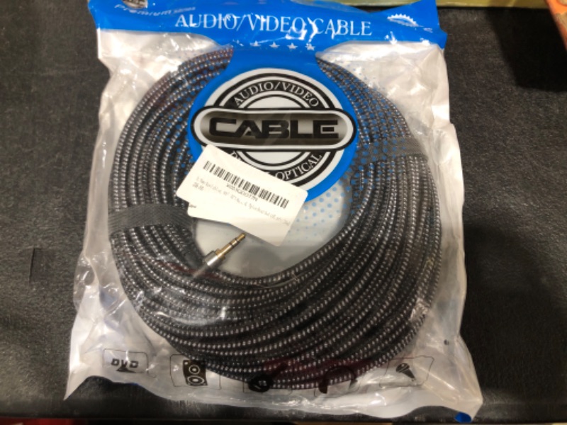 Photo 1 of 3.5mm Aux Cables, 90° RCA Audio Cable, 3.5mm to 2-Male RCA Stereo Splitter Cable 1/8" Right Angle TRS to RCA Straight Plug Audio Auxiliary Cord,Hi-Fi Sound, Nylon Braided (65.6ft/20m)