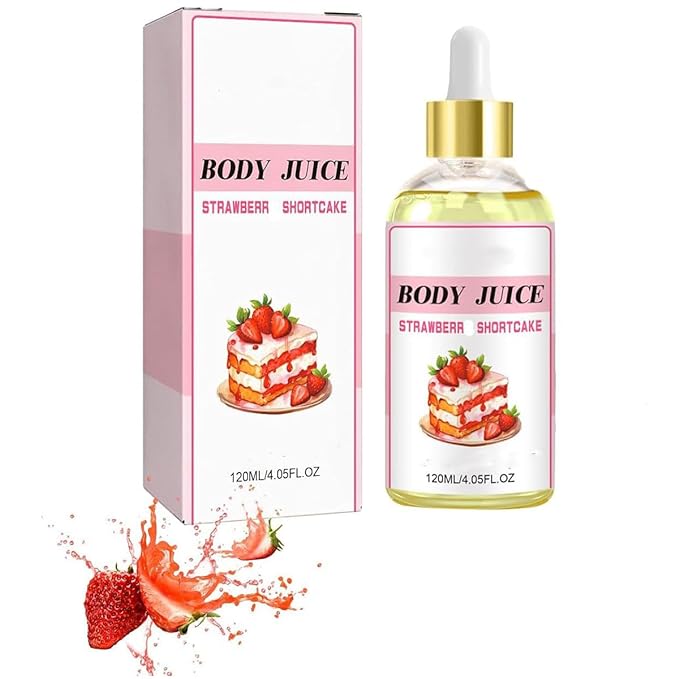 Photo 1 of Body Juice Oil, Strawberry Body Juice Oil, 120ml Body Juice Oil Strawberry Shortcake, Hand crafted Body Oil for Women, Body Juice Oil Strawberry Flavor Essential Oil for Moisturizing Skin 