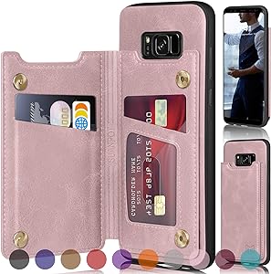 Photo 1 of SUANPOT?RFID Blocking for Samsung Galaxy S8+/S8 Plus 6.2' Wallet case with Credit Card Holder,Flip Book PU Leather Phone case Cover Cellphone Women Men for Samsung S8+ case (Rose Gold) [2pk]