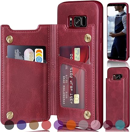 Photo 1 of SUANPOT?RFID Blocking for Samsung Galaxy S8+/S8 Plus 6.2' Wallet case with Credit Card Holder,Flip Book PU Leather Phone case Cover Cellphone Women Men for Samsung S8+ case (Red) [2pk]
