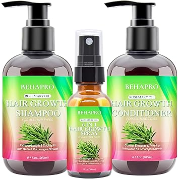 Photo 1 of Hair Growth Shampoo and Conditioner Set w/Heat Protectant Spray,Rosemary Biotin Keratin Argan Oil Sulfate Free Routine Hair Growth Products for Thinning Hair & Hair Loss,Birthday Gifts for Women Men
