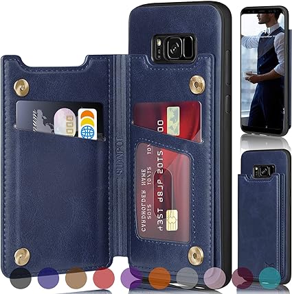 Photo 1 of SUANPOT?RFID Blocking for Samsung Galaxy S8+/S8 Plus 6.2' Wallet case with Credit Card Holder,Flip Book PU Leather Phone case Cover Cellphone Women Men for Samsung S8+ case (Blue) [3pk]
