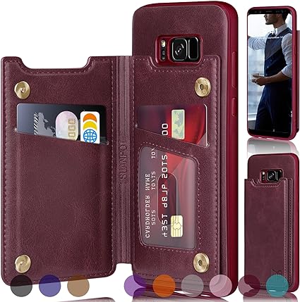 Photo 1 of SUANPOT?RFID Blocking for Samsung Galaxy S8+/S8 Plus 6.2' Wallet case with Credit Card Holder,Flip Book PU Leather Phone case Cover Cellphone Women Men for Samsung S8+ case (Wine Red)
