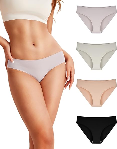 Photo 1 of Reshinee Women's Seamless Bikini Underwear No Show Panties Invisibles Briefs Soft Stretch Hipster Perfect for Legging, 4-Pack  SIZE XL