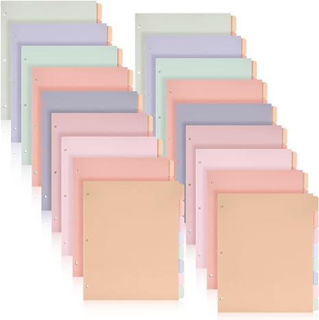 Photo 1 of Fuutreo 18 Sets 8 Tab Binder Dividers for 3 Ring Binders 8.5 x 11 Inch Paper Multicolor Dividers with Plastic Film 3 Hole Punched Page Dividers Sturdy Binder Index Dividers for School(Pastel Color)