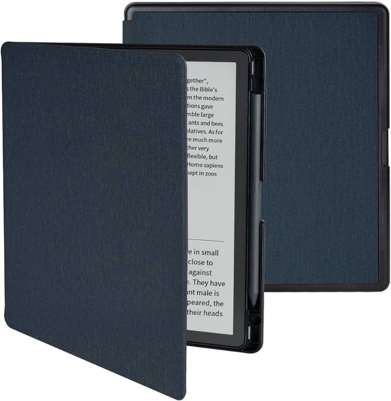 Photo 1 of Yojwzih Case for Kindle Scribe 10.2 inch (2022 Release) - Premium PU Leather Lightweight Book Cover with Waterproof. Auto Sleep/Wake with Pencil Holder (Navy Blue)